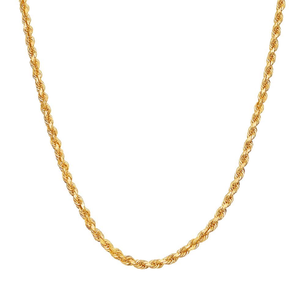 Gold Solid Diamond Cut Rope Chain