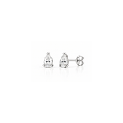14k white gold pear-shaped lab-diamond stud earrings in a white background.