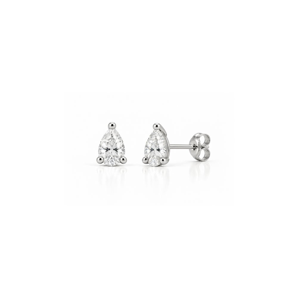 10k white gold lab-grown diamond stud earrings with 3-prong setting 