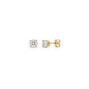 a 14K yellow gold 1.00ct total weight lab-diamond stud earrings on a white background
