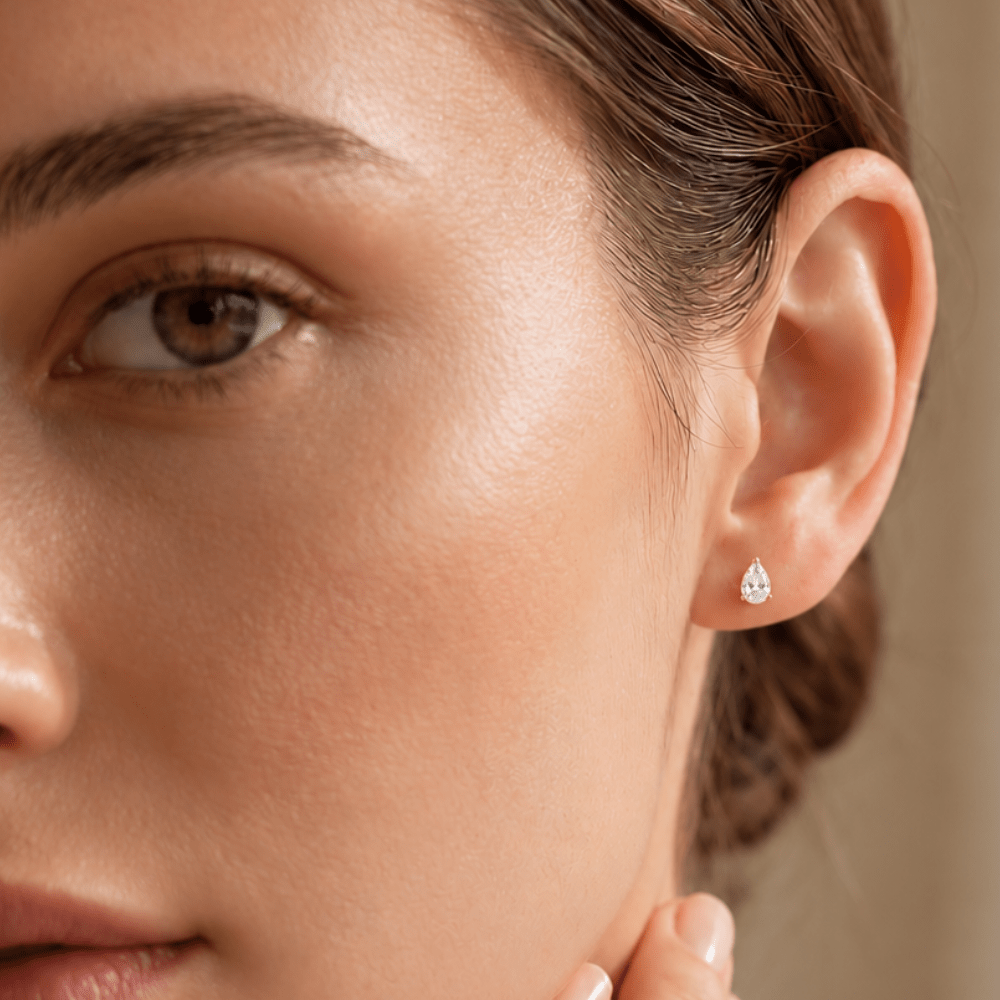 0.50 Carat Total Weight Pear-Shaped Lab-Grown Diamond Stud Earrings in 14K Yellow Gold - Karen's Fine Jewellery