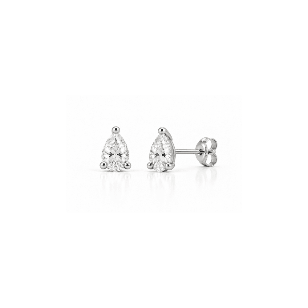 1 Carat Total Weight Pear-Shaped Lab-Grown Diamond Stud Earrings in 14K White Gold - Karen's Fine Jewellery