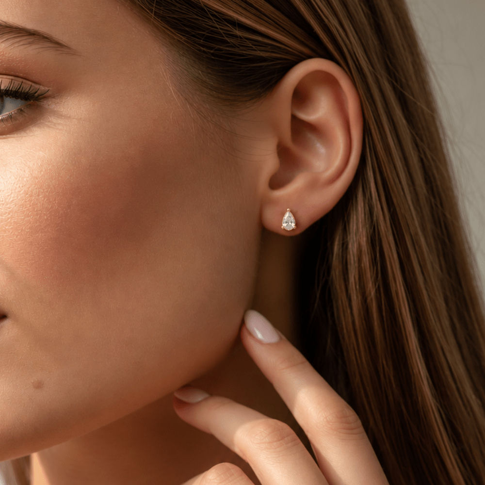 1 Carat Total Weight Pear-Shaped Lab-Grown Diamond Stud Earrings in 14K Yellow Gold - Karen's Fine Jewellery