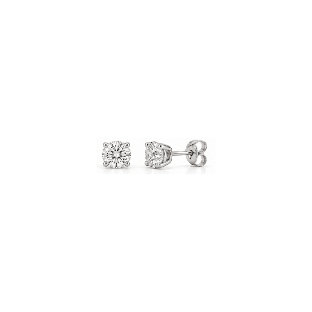 1 Carat Total Weight Round-Shaped Lab-Grown Diamond Stud Earrings in 14K White Gold - Karen's Fine Jewellery