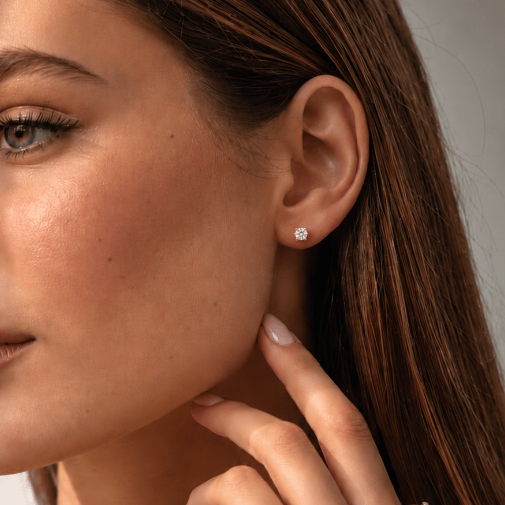 1 Carat Total Weight Round-Shaped Lab-Grown Diamond Stud Earrings in 14K Yellow Gold - Karen's Fine Jewellery