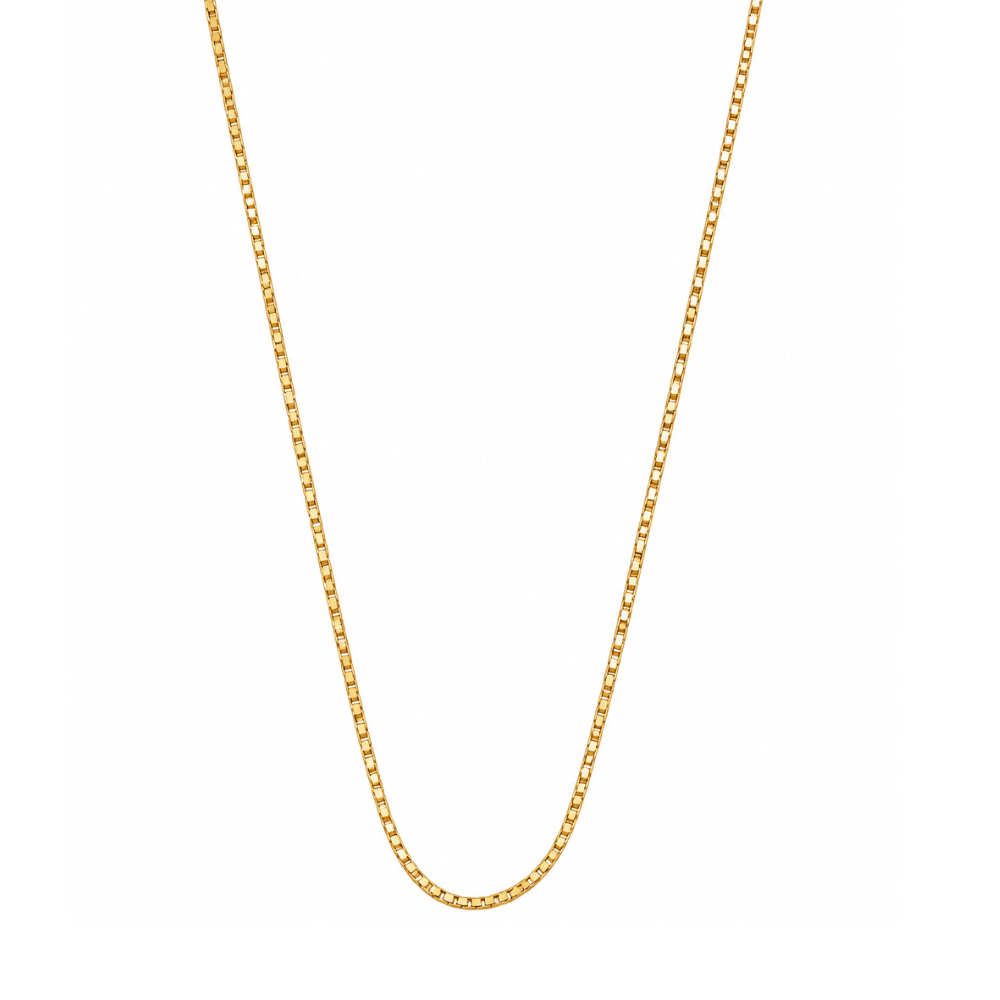 Semi-solid 10K yellow gold 1mm box chain necklace