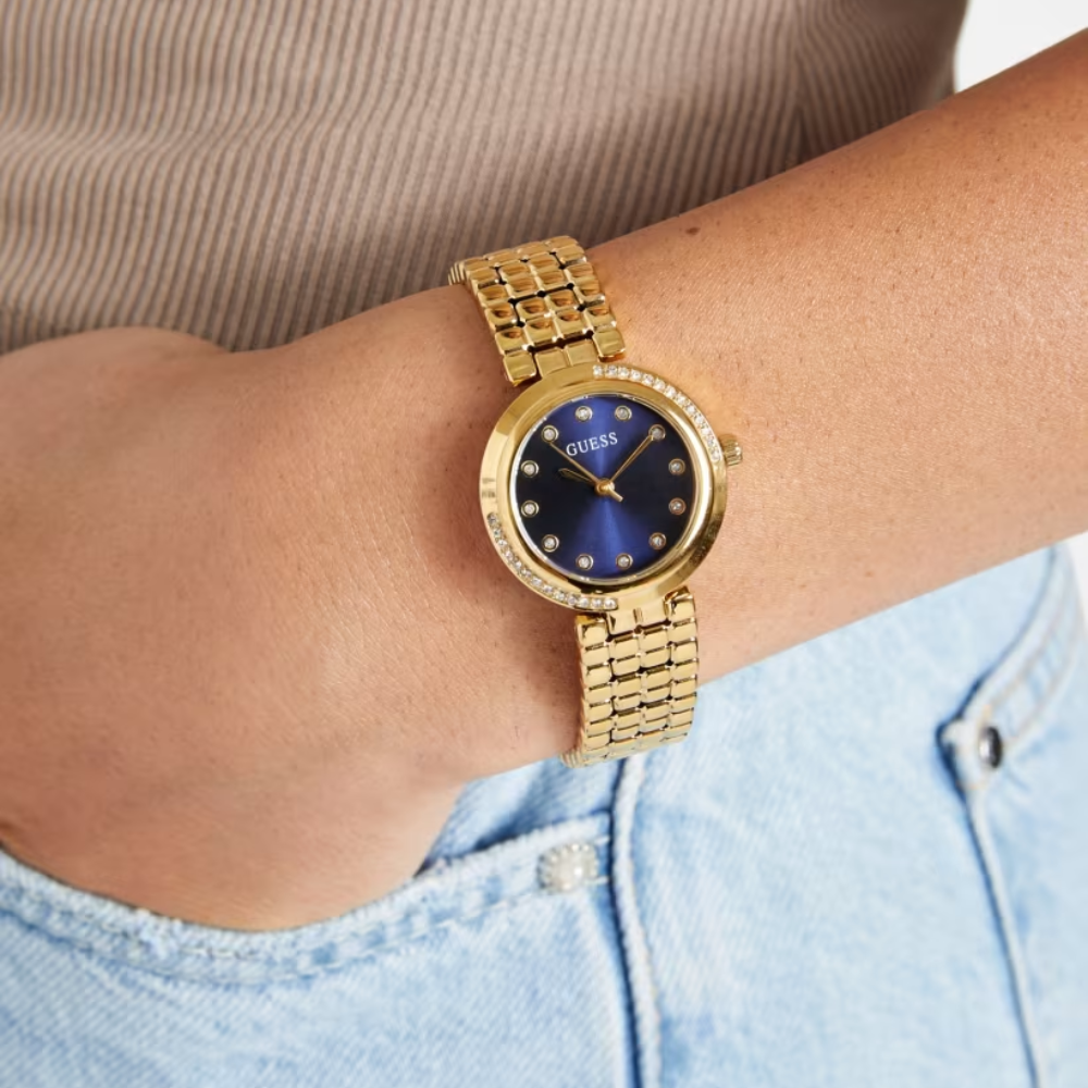 Gold-Tone and Blue Guess Watch - Karen's Fine Jewellery