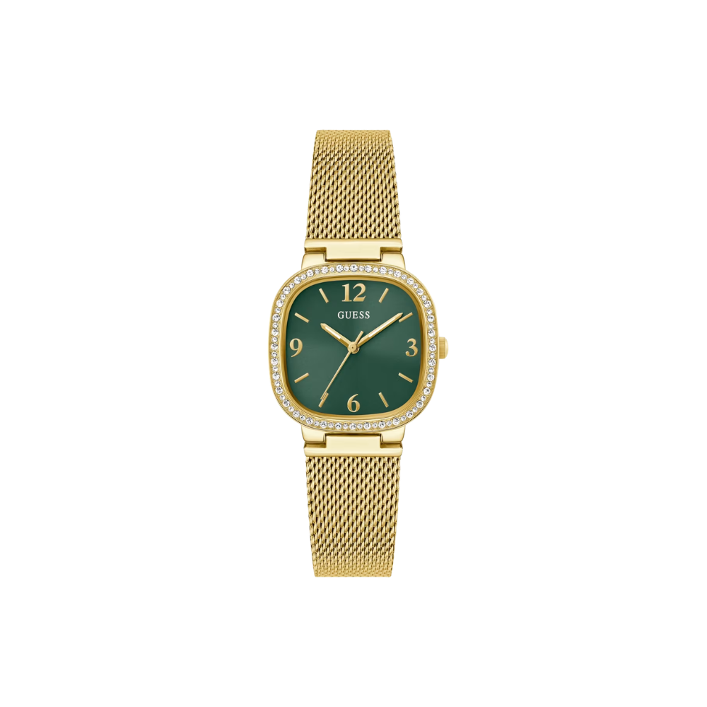 Gold-Tone and Green Mesh Guess Watch - Karen's Fine Jewellery