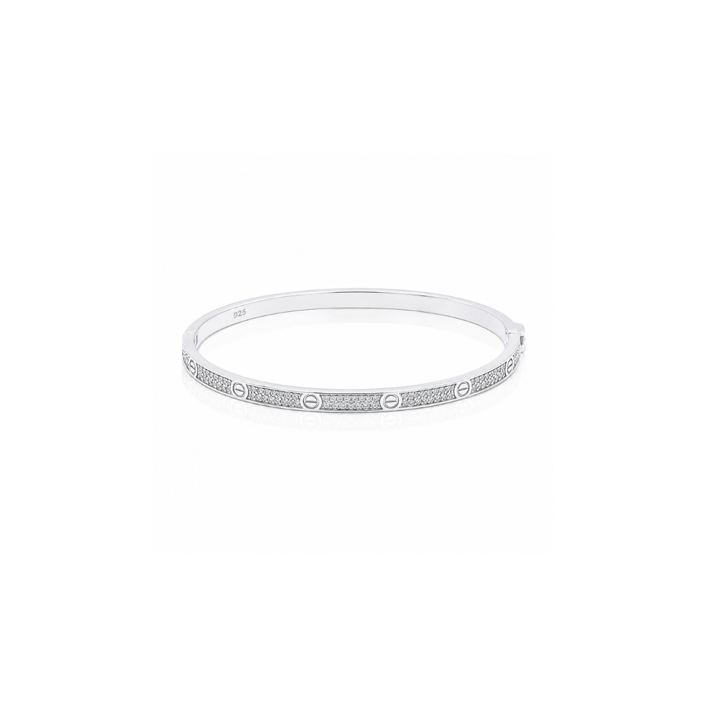 Silver Pave Bangle - Karen's Fine Jewellery