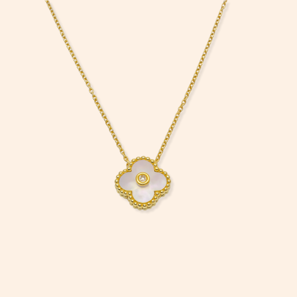 Mother Of Pearl Clover Necklace