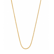 10K yellow gold box chain necklace with a polished finish, shown against a clean white background.