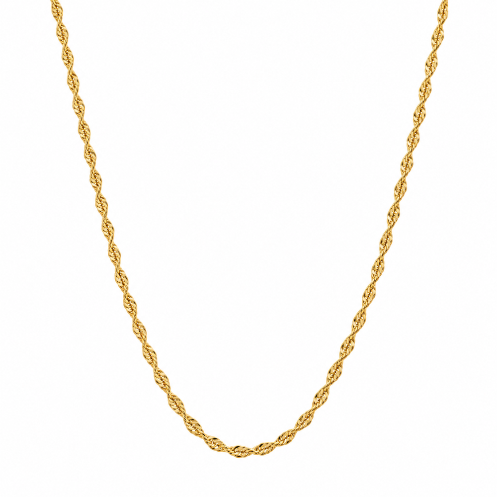 Semi-solid 10K yellow gold 1.7mm singapore chain necklace