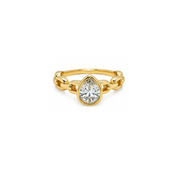 Pear Cubic Zirconia Paperclip Ring in gold plated recycled brass