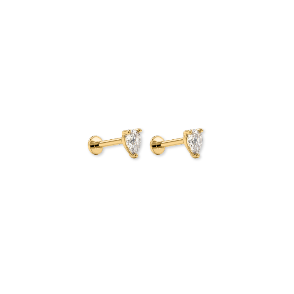 10K gold Pear Shape Flat Back Studs
