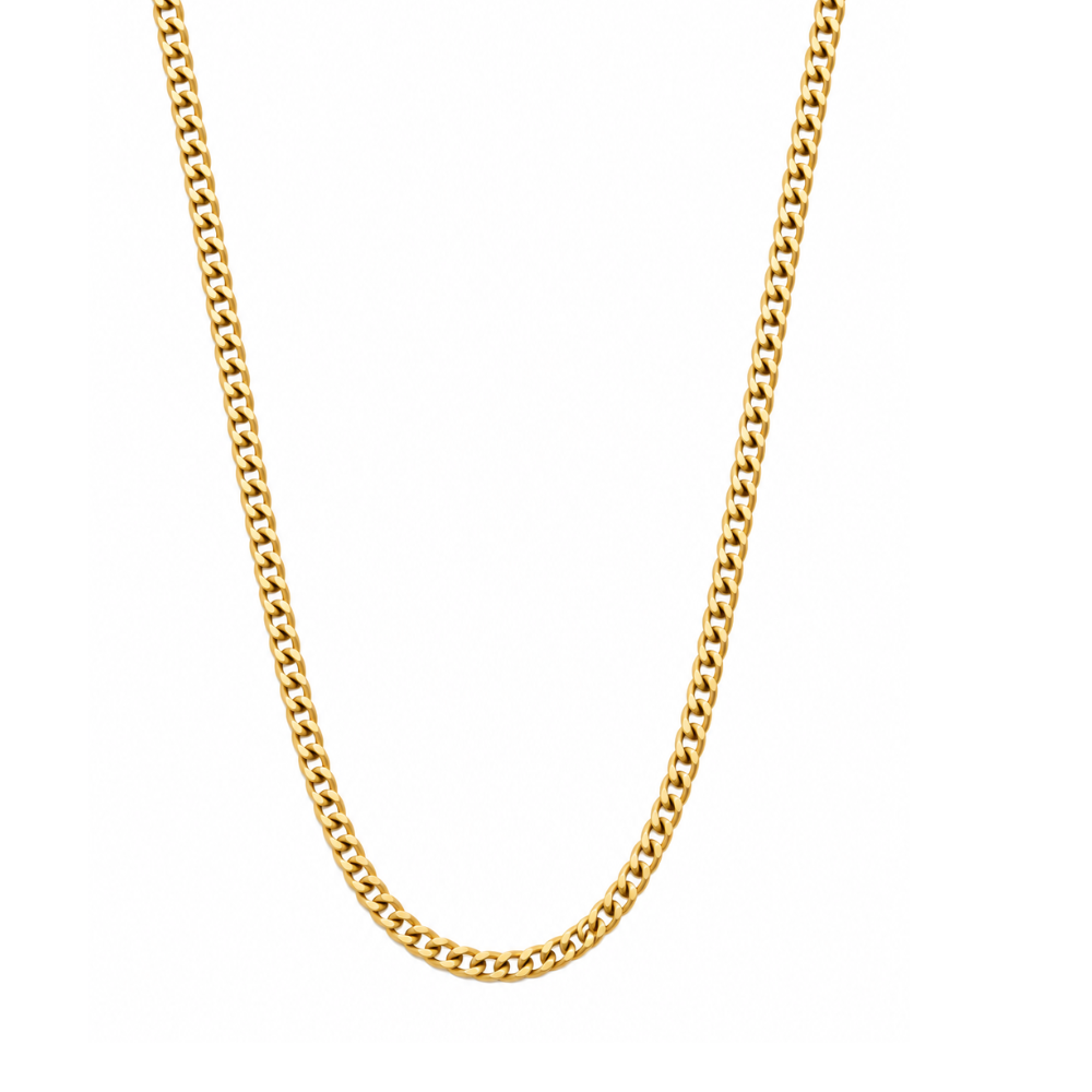 Semi-solid 10K yellow gold 2.7mm miami cuban chain necklace