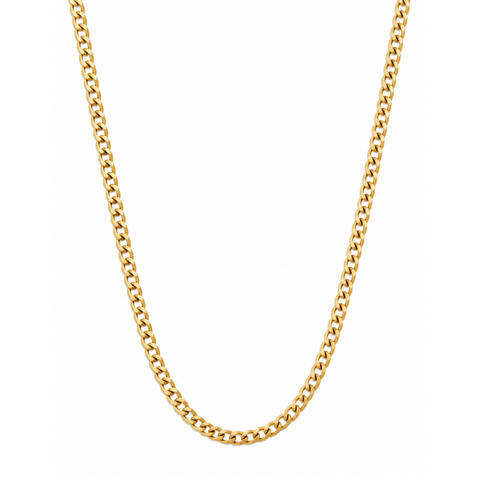 Semi-solid 10K yellow gold 3mm open link chain necklace
