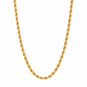 Semi-solid 10K yellow gold 3mm rope chain necklace