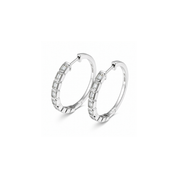 Emerald Cut Lab Diamond Hoops in sterling silver