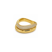 Cubic Zirconia Pavé Wave Ring Set in 14k gold plating