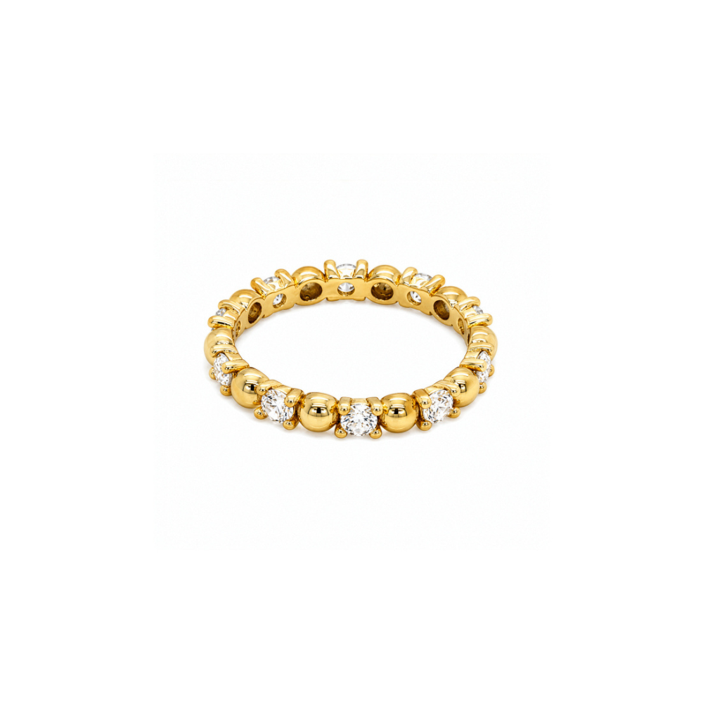 Cubic Zirconia Beaded Ring in gold plating