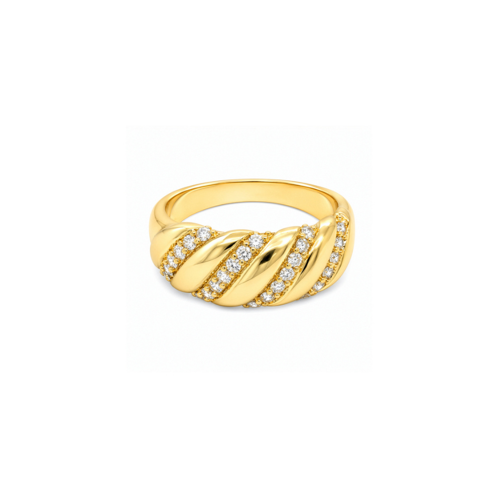 Cubic Zirconia Croissant Ring in 14k gold vermeil