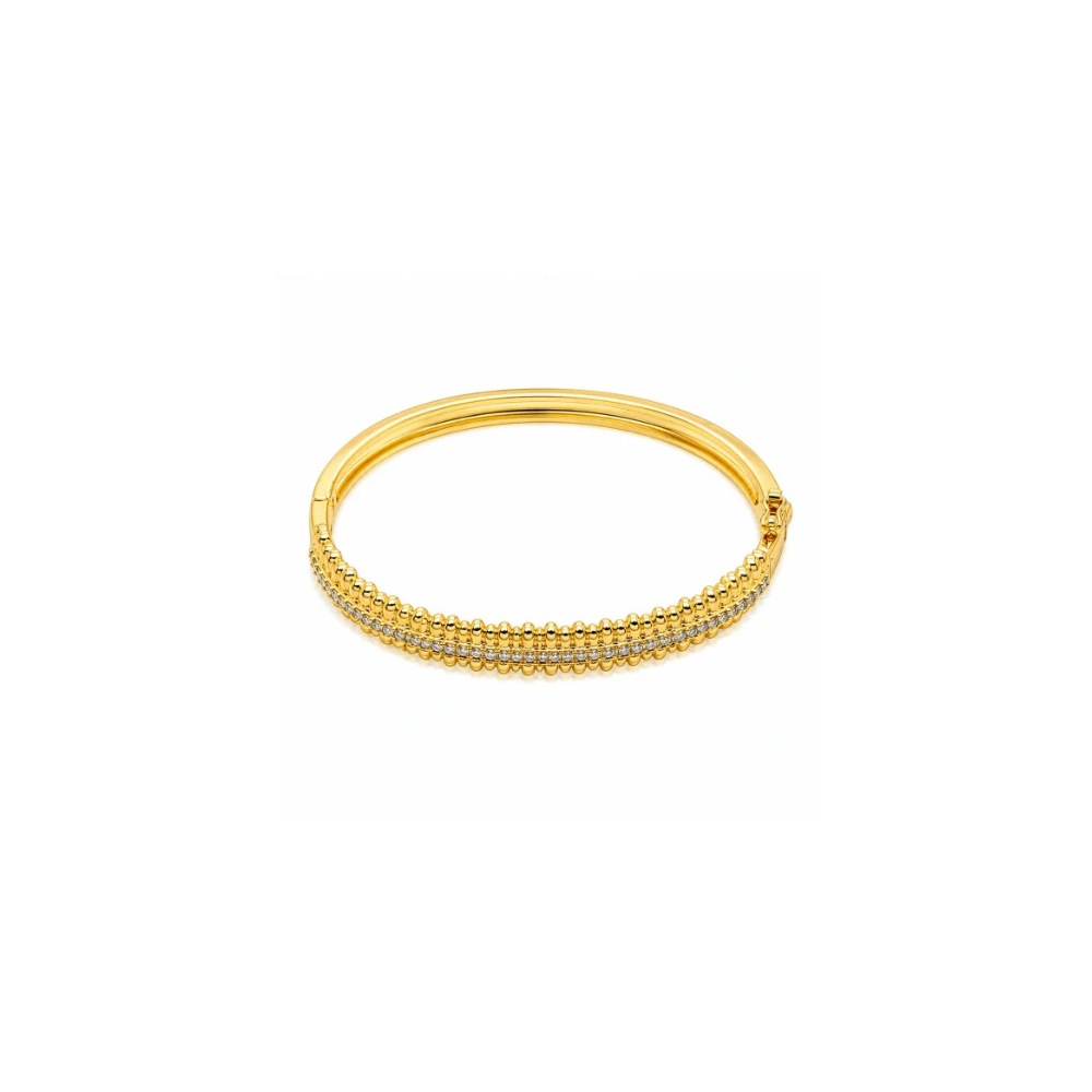 Cubic Zirconia Beaded Bangle in 14k gold vermeil