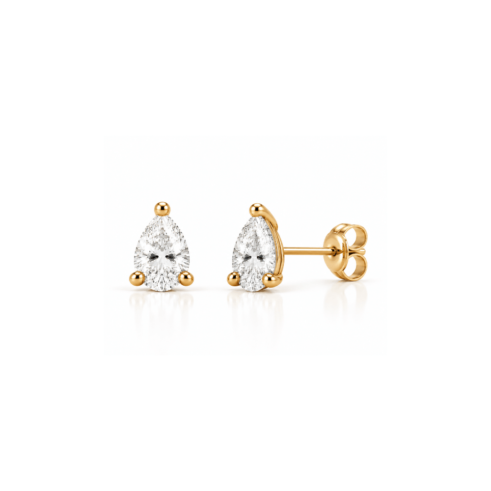 2 Carat Total Weight Pear-Shaped Lab-Grown Diamond Stud Earrings in 14K Yellow Gold - Karen's Fine Jewellery
