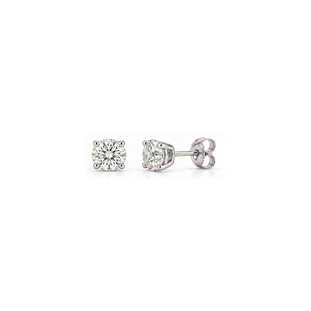 2 Carat Total Weight Round-Shaped Lab-Grown Diamond Stud Earrings in 14K White Gold - Karen's Fine Jewellery