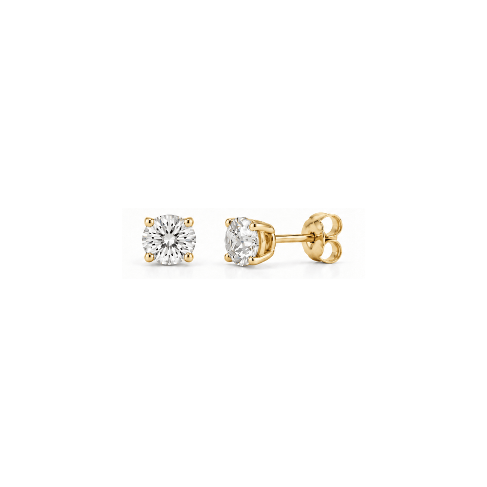 2 Carat Total Weight Round-Shaped Lab-Grown Diamond Stud Earrings in 14K Yellow Gold - Karen's Fine Jewellery