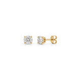 2 Carat Total Weight Round-Shaped Lab-Grown Diamond Stud Earrings in 14K Yellow Gold