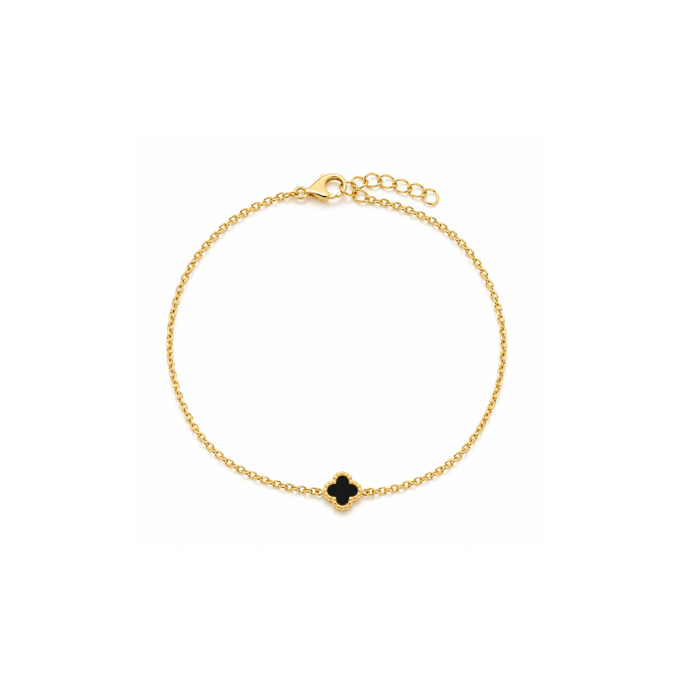 Black Onyx Mini Clover Bracelet - Karen's Fine Jewellery