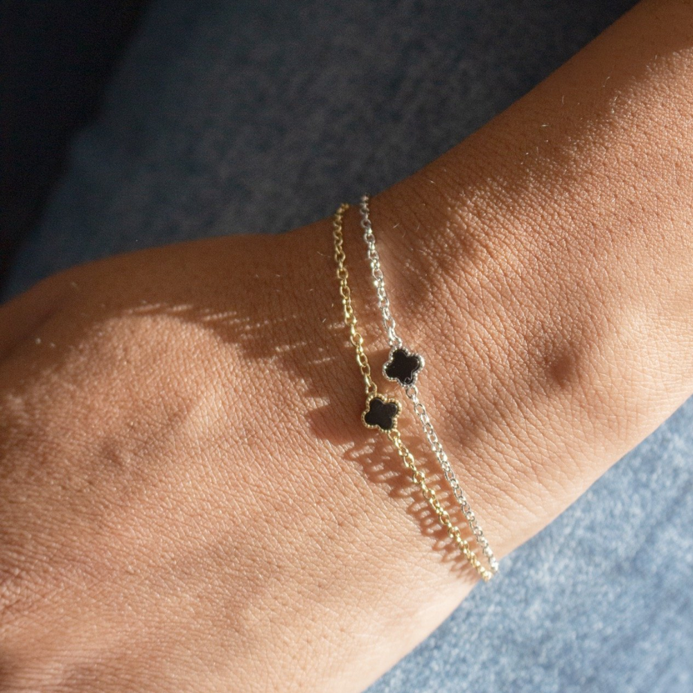 Black Onyx Mini Clover Bracelet - Karen's Fine Jewellery