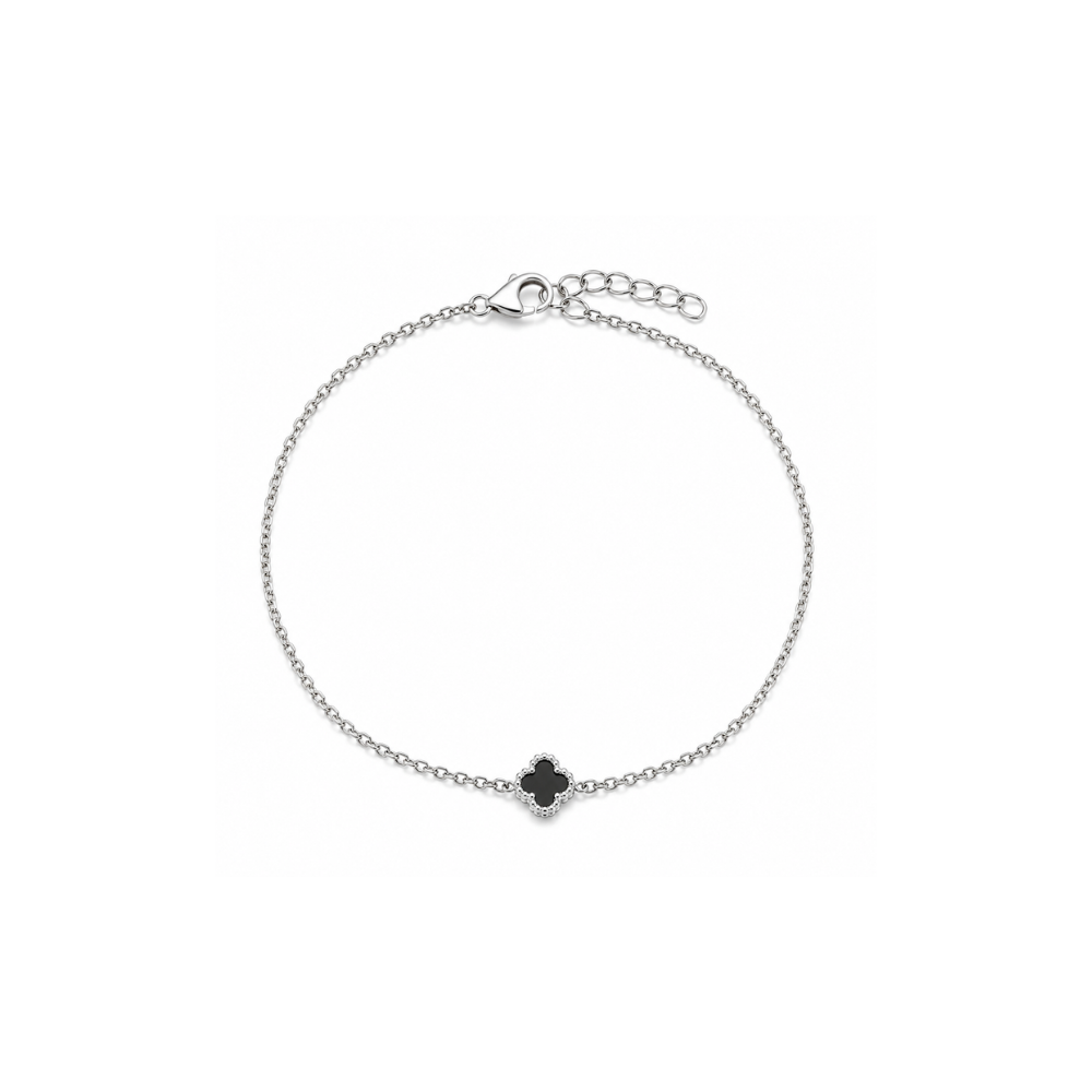 Black Onyx Mini Clover Bracelet - Karen's Fine Jewellery