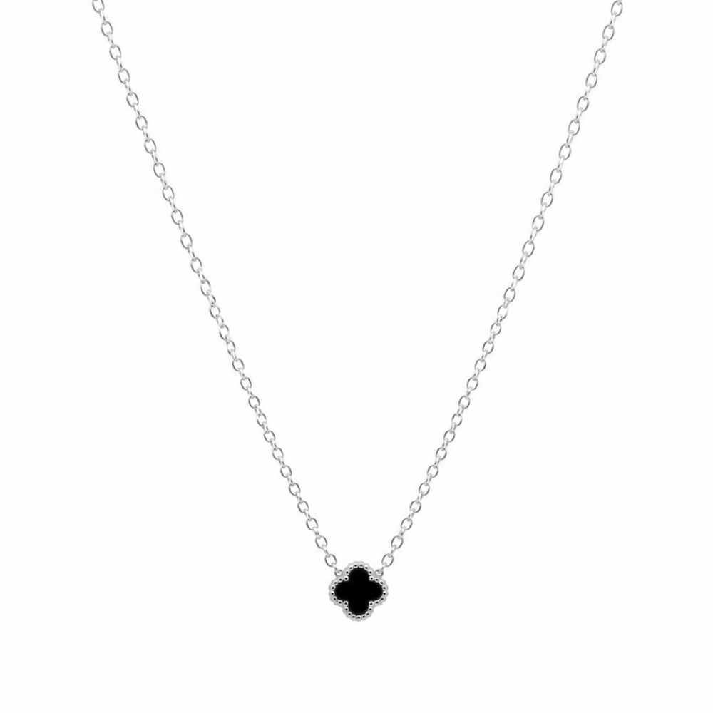 Black Onyx Mini Clover Necklace