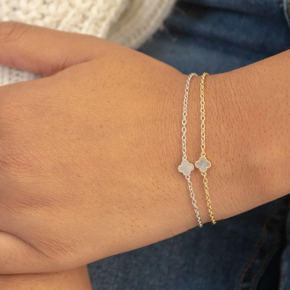 Mother of Pearl Mini Clover Bracelet - Karen's Fine Jewellery