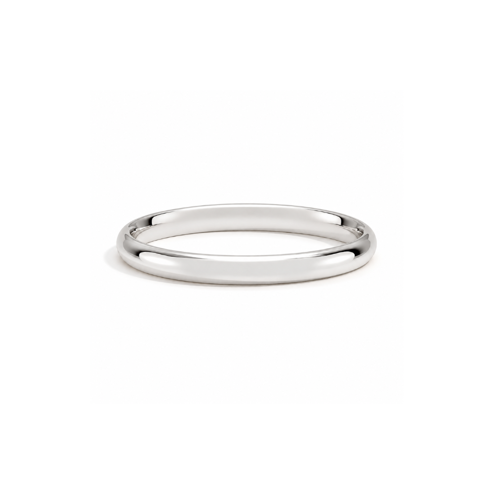 10k white gold wedding band in 2mm