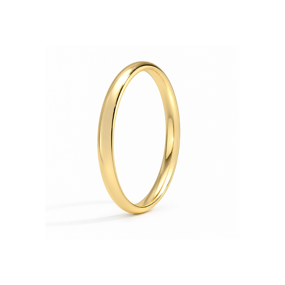 plain 2mm wedding band in 14k yellow gold