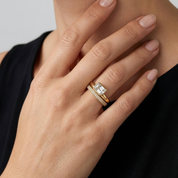 Emerald Cut Cubic Zirconia Stacking Rings worn on hand