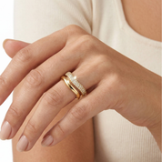 Cubic Zirconia Pavé Wave Ring Set worn on hand