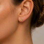 Heart Flat Back Studs worn on ear