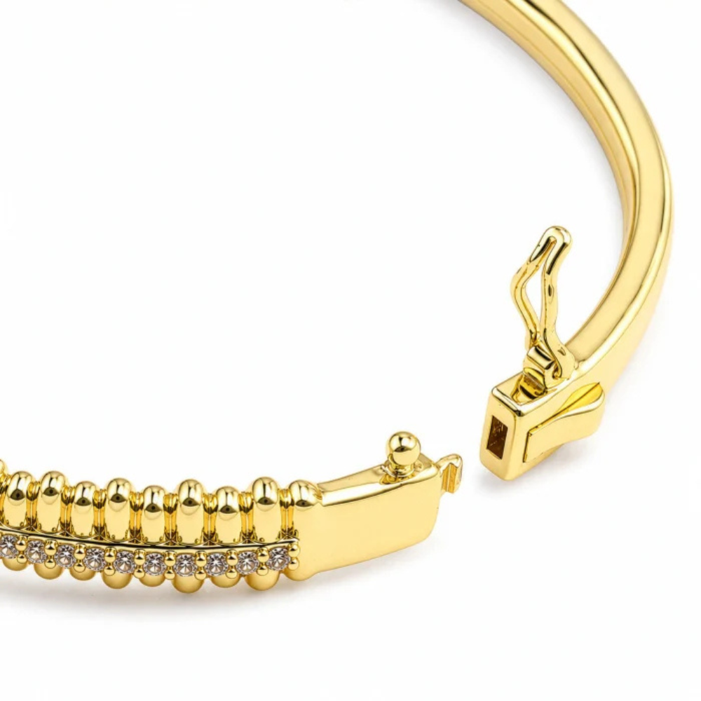 Hinged clasp detail on Cubic Zirconia Beaded Bangle