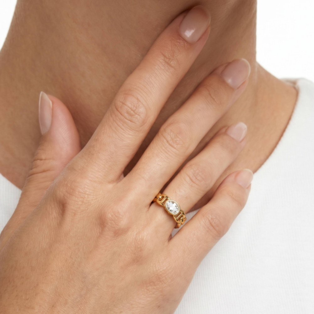 Oval Cubic Zirconia Flat Anchor Ring