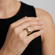 Radiant Cubic Zirconia Split Band Ring worn on hand