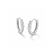 lab diamond bezel hoops in sterling silver