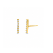 lab diamond bar studs in gold vermeil