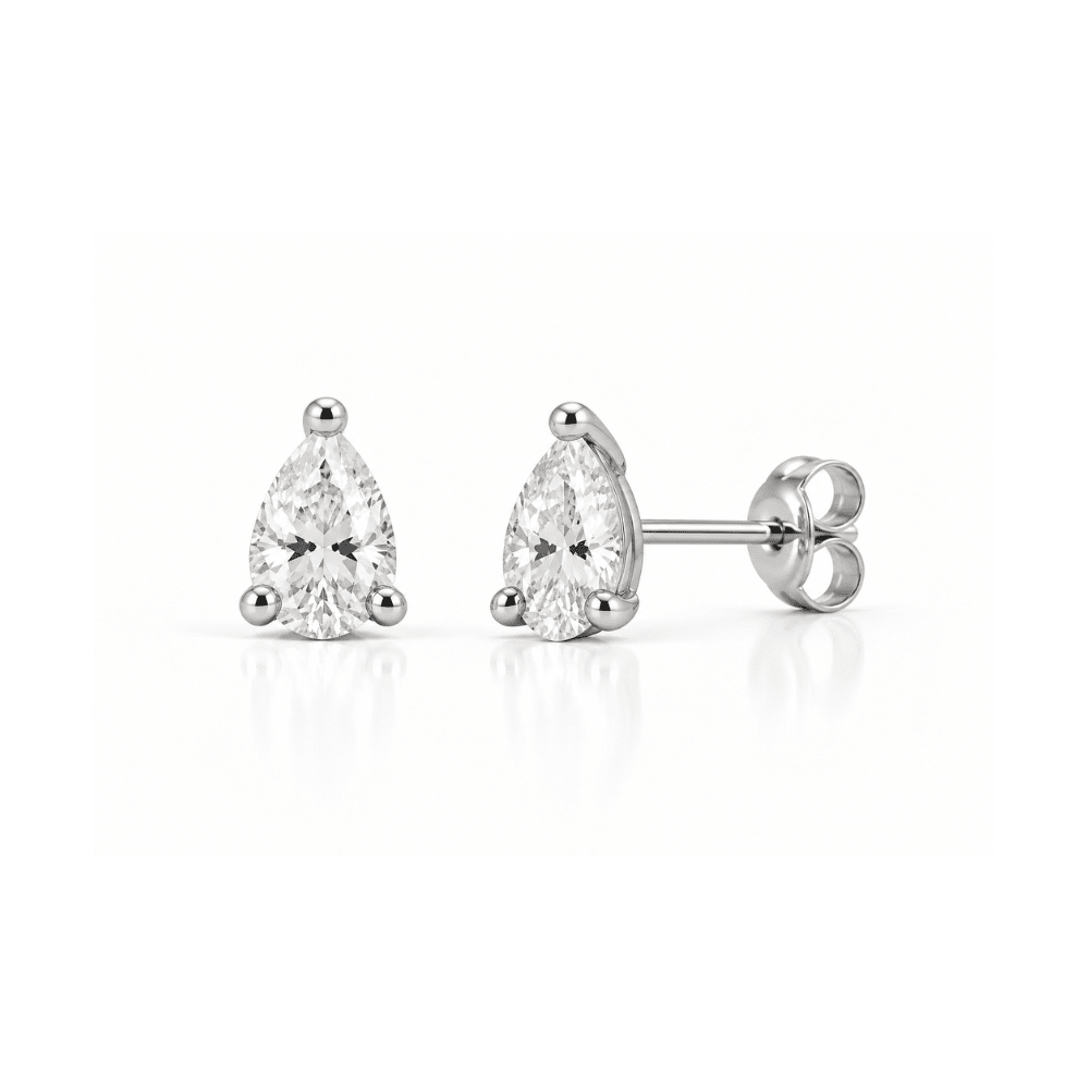 3 Carat Total Weight Pear-Shaped Lab-Grown Diamond Stud Earrings in 14K White Gold - Karen's Fine Jewellery