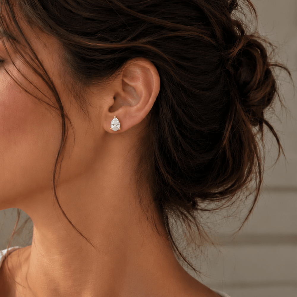 3 Carat Total Weight Pear-Shaped Lab-Grown Diamond Stud Earrings in 14K Yellow Gold - Karen's Fine Jewellery
