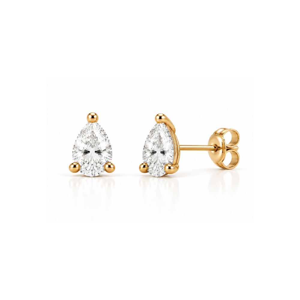 3 Carat Total Weight Pear-Shaped Lab-Grown Diamond Stud Earrings in 14K Yellow Gold - Karen's Fine Jewellery