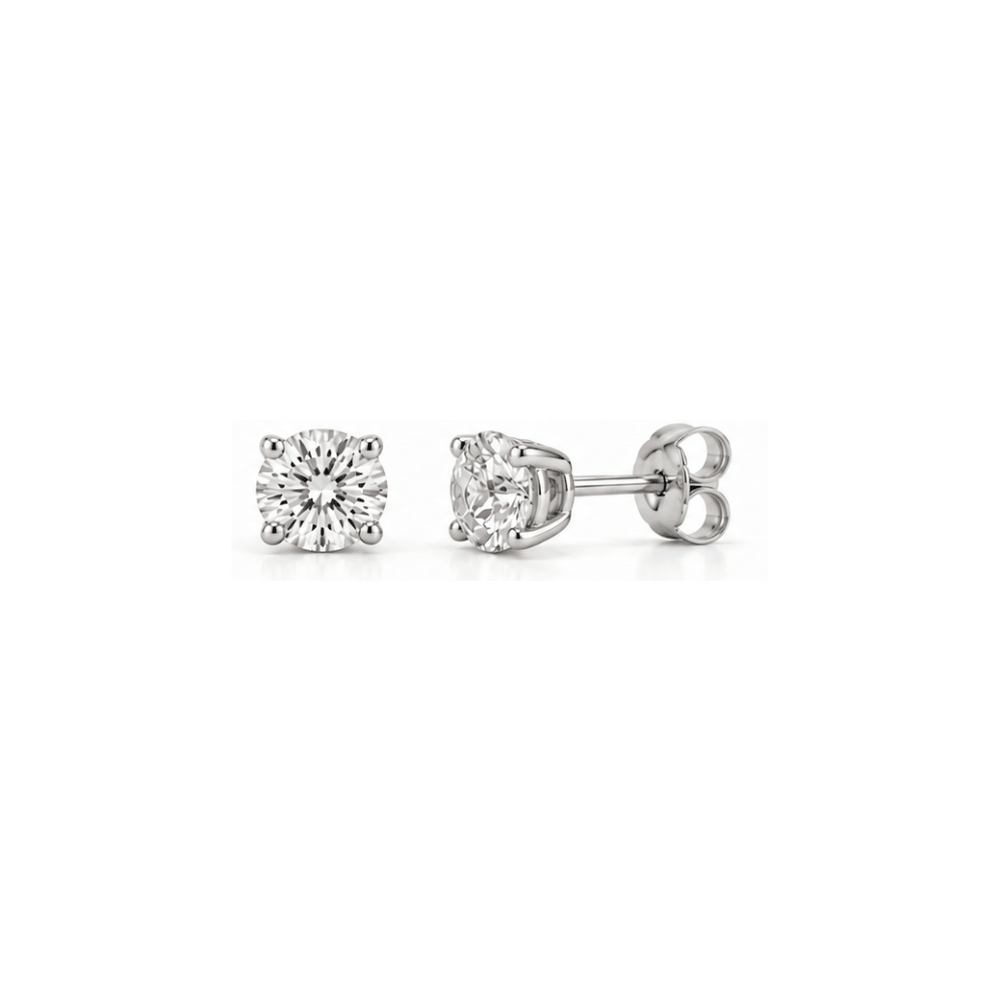 3 Carat Total Weight Round-Shaped Lab-Grown Diamond Stud Earrings in 14K White Gold - Karen's Fine Jewellery