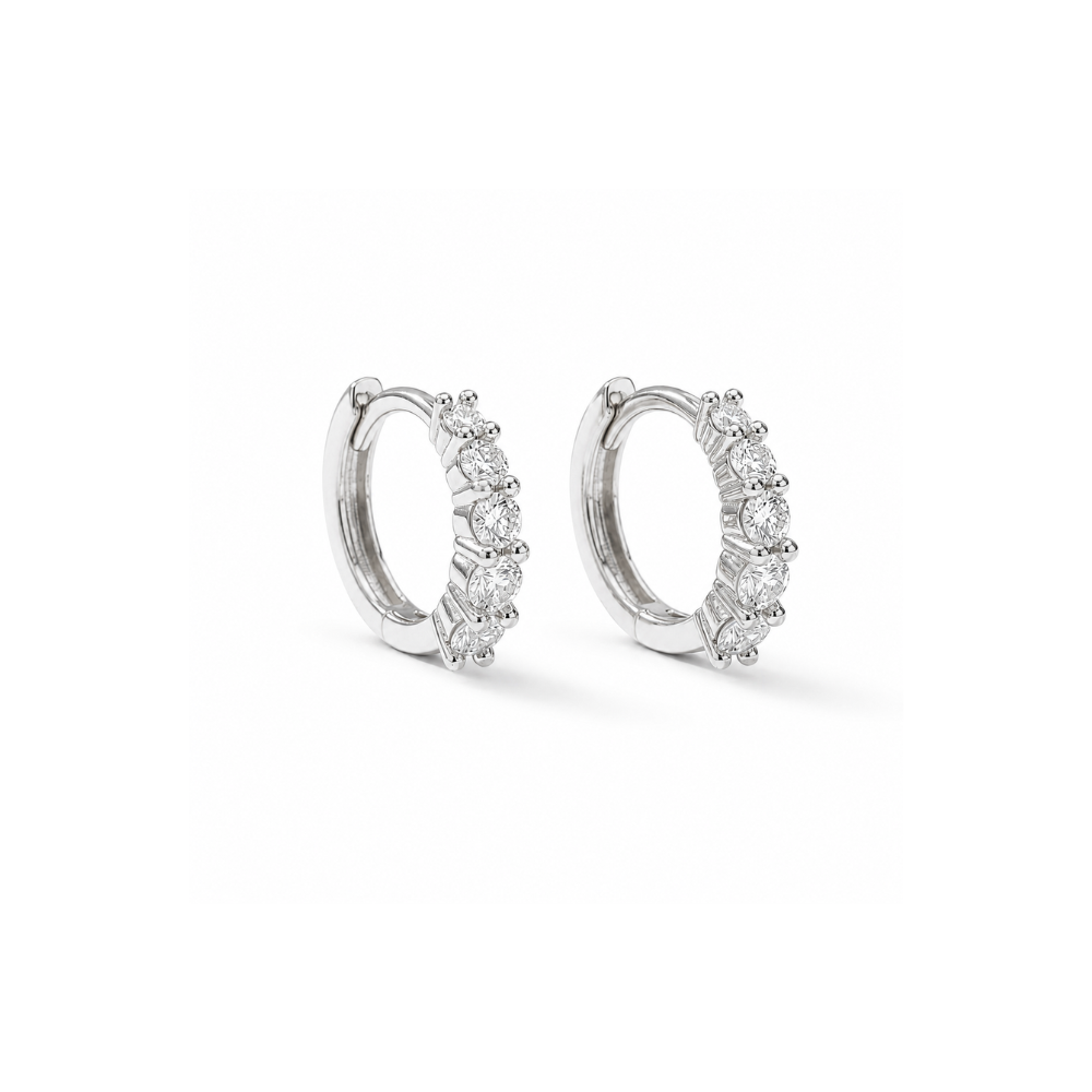 Lab Diamond Huggie Earrings in sterling silver
